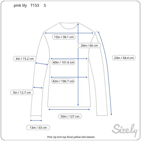 Pink Lily knit top floral yellow bell sleeves - Picture 2 of 10